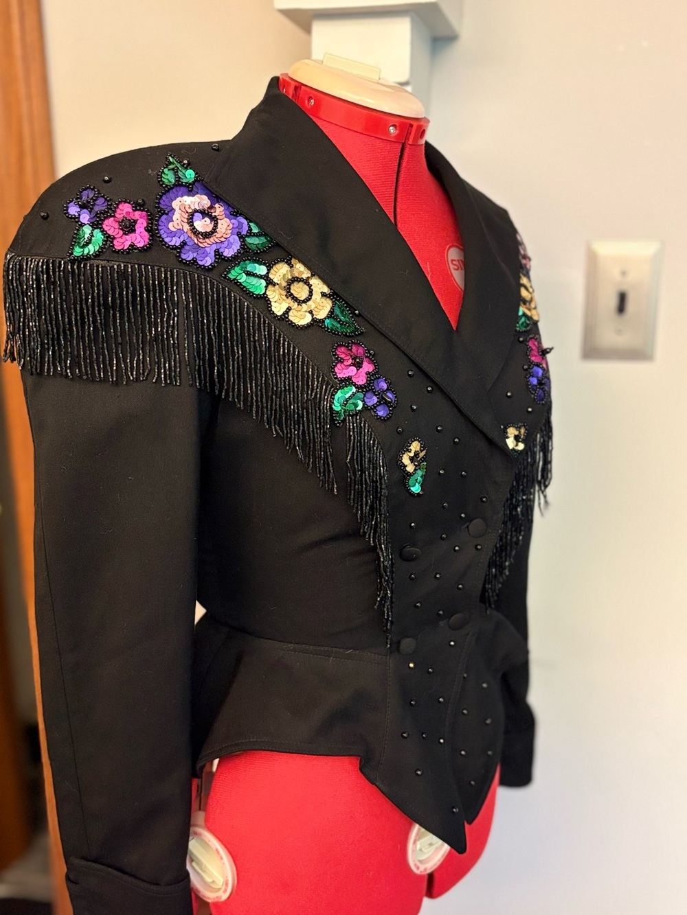 Vintage Black Cache Beaded fringe Jacket Size 6! Gorgeous - Picture 9 of 16